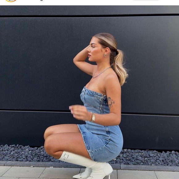 Zara TRF strapless denim dress - Picture 7 of 16